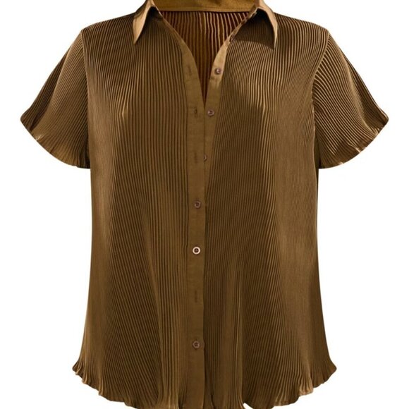 Pretty Little Thing Olive Chiffon Plisse Oversized Set *Excellent Condition* - Picture 2 of 8